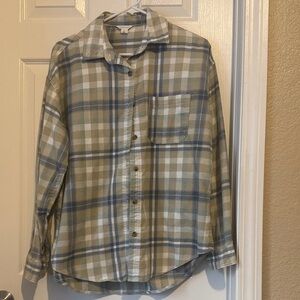 Aeropostale Beige and Blue Plaid Shirt